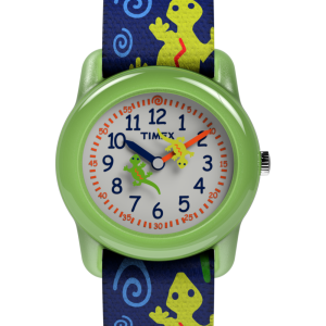 TIMEX TIME MACHINES® 29mm Green Gecko Elastic Fabric Kids Watch