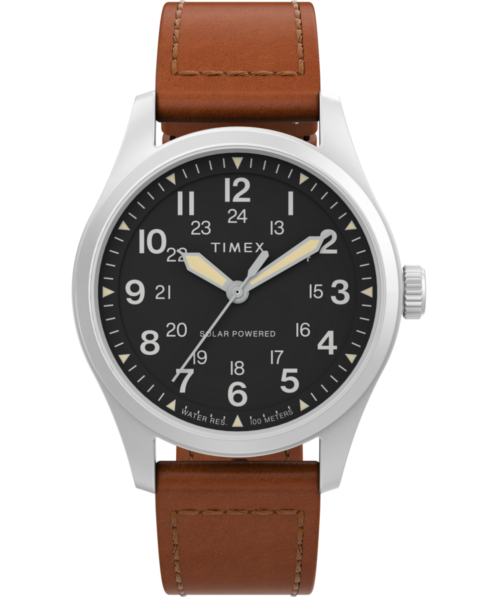 Expedition® Field Post Solar 36mm Eco-Friendly Leather Strap Watch