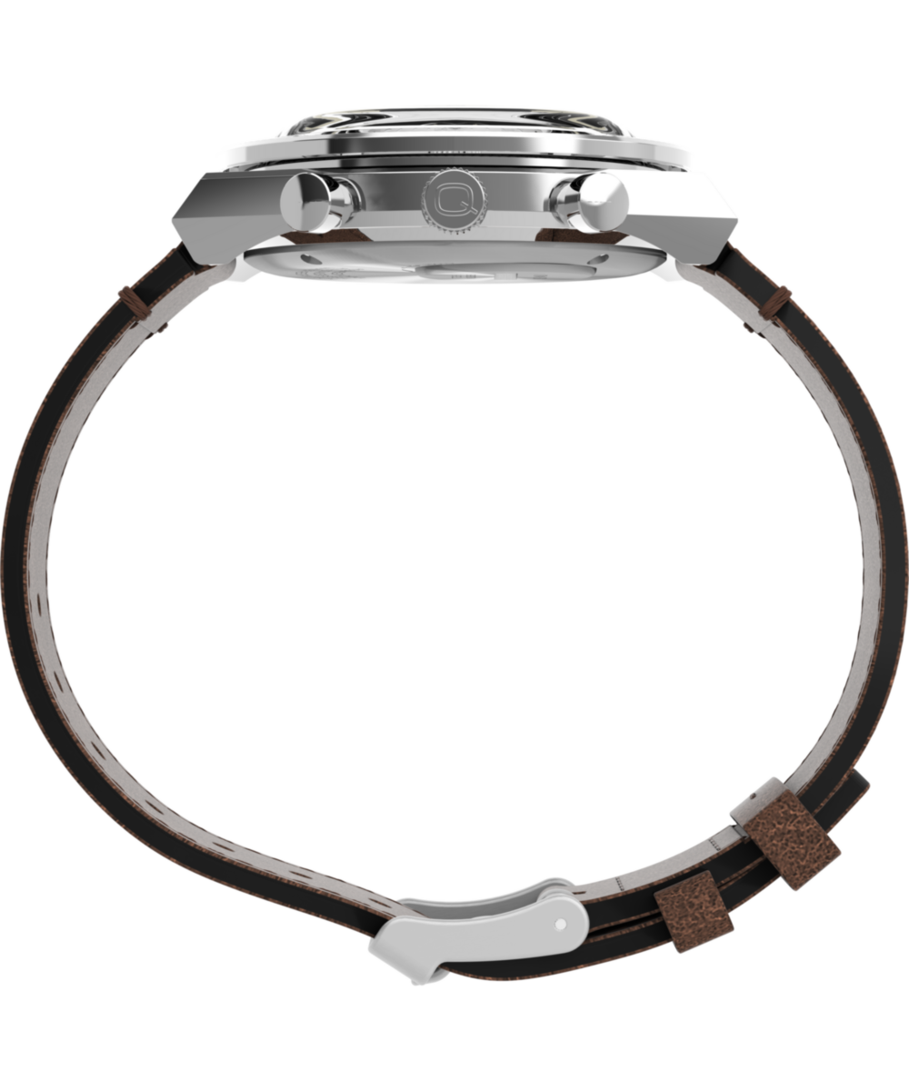 Q Timex Chronograph 40mm Leather Strap Watch - Image 2