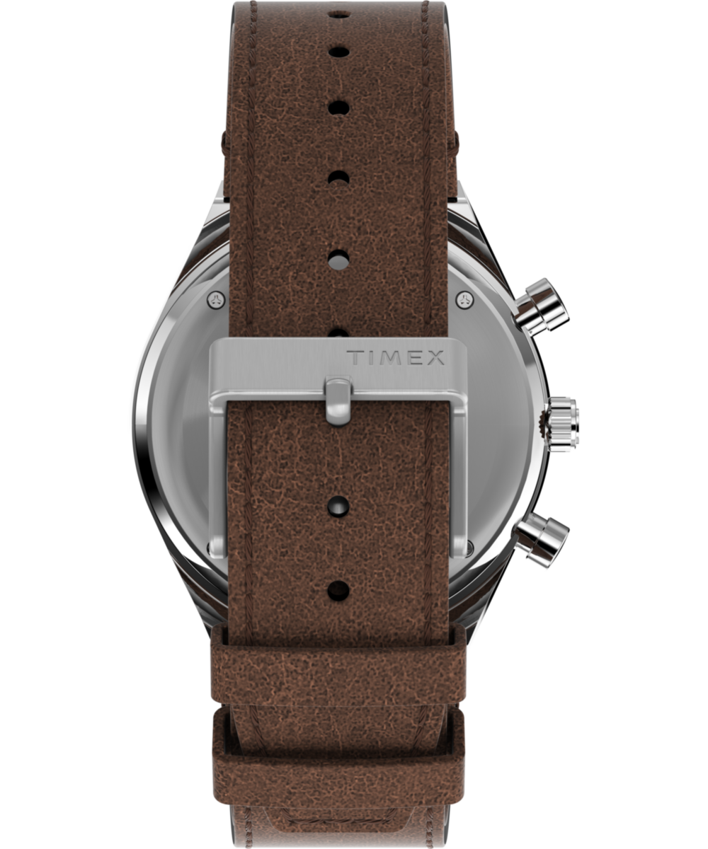 Q Timex Chronograph 40mm Leather Strap Watch - Image 3