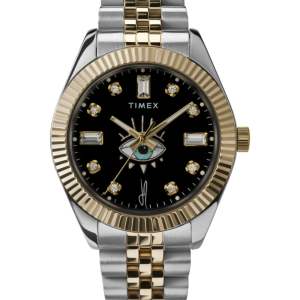 Timex Legacy x Jacquie Aiche Black Sunray Dial with Tribe Eye 36mm Stainless Steel Bracelet Watch