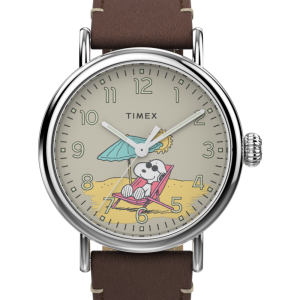 Peanuts® x Timex Standard Featuring Snoopy at the Beach 40mm Leather Strap Watch