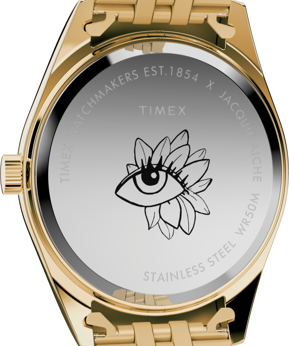 Timex Legacy x Jacquie Aiche Gold Sunray Dial with Tribe Eye 36mm Watch - Image 4