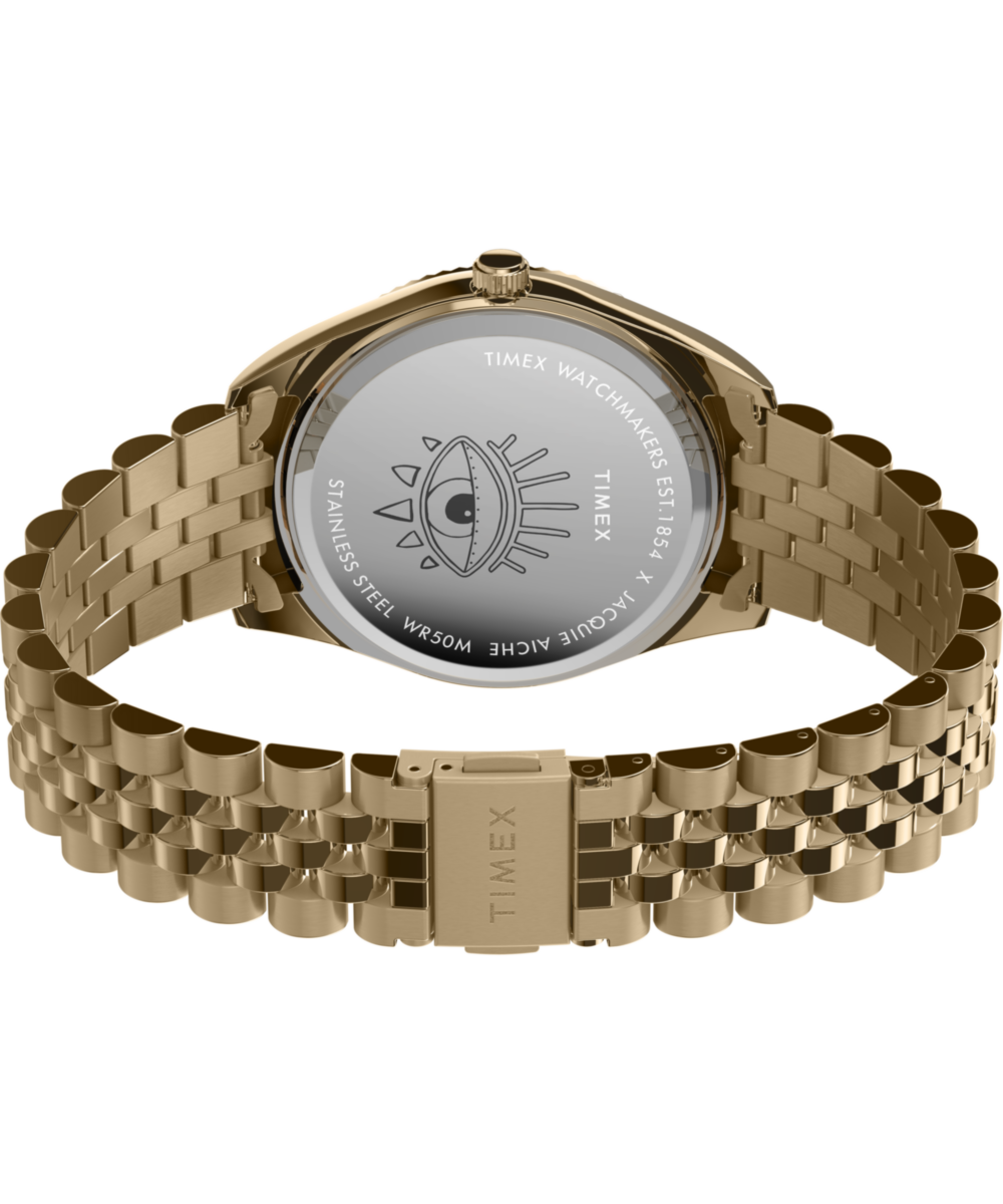 Timex Legacy x Jacquie Aiche Gold Sunray Dial with Tribe Eye 36mm Watch - Image 5