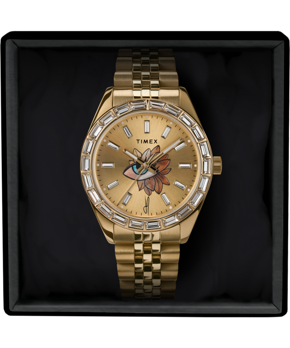 Timex Legacy x Jacquie Aiche Gold Sunray Dial with Tribe Eye 36mm Watch - Image 6