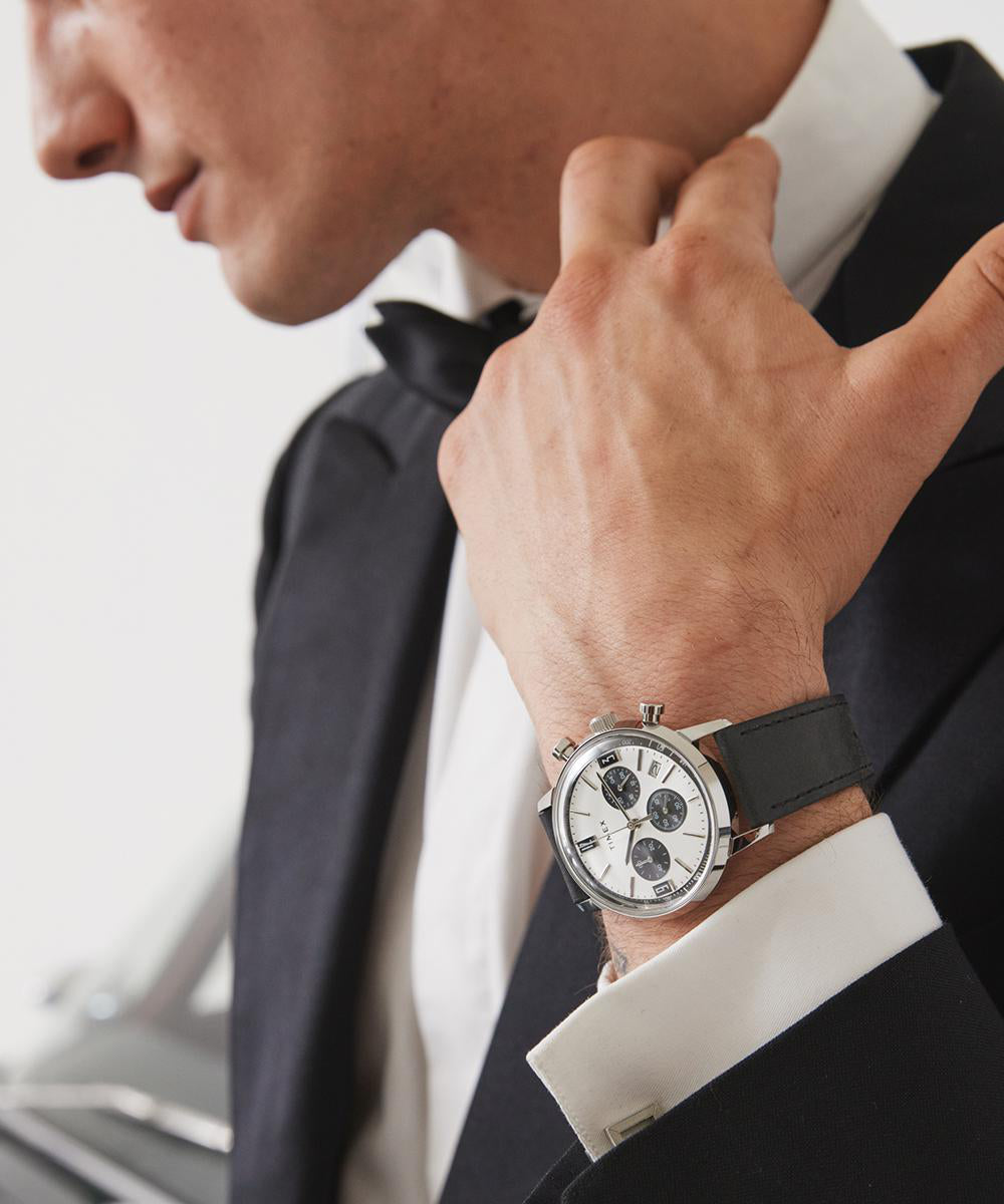 Marlin® Chronograph Tachymeter 40mm Leather Strap Watch - Image 6