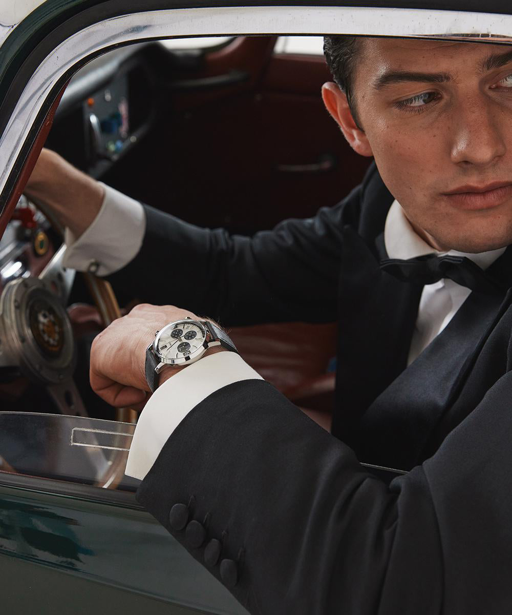 Marlin® Chronograph Tachymeter 40mm Leather Strap Watch - Image 7