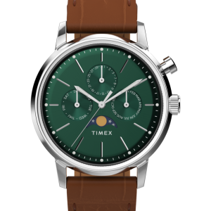 Marlin® Moon Phase 40mm Leather Strap Watch