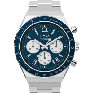 Q Timex Chronograph 40mm Stainless Steel Bracelet Watch