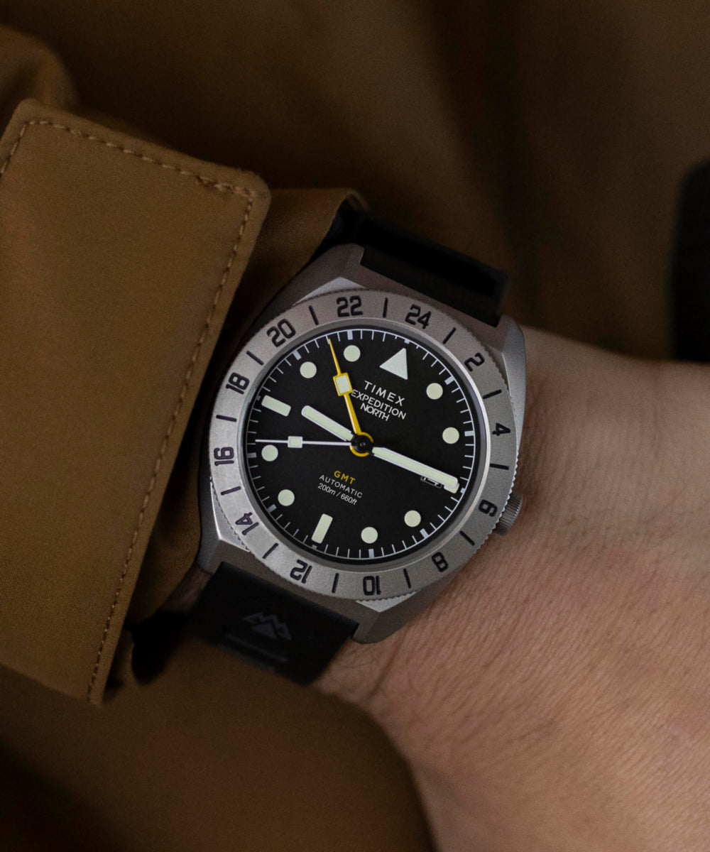 Expedition® Pioneer Titanium Automatic GMT 41mm Silicone Strap Watch - Image 2