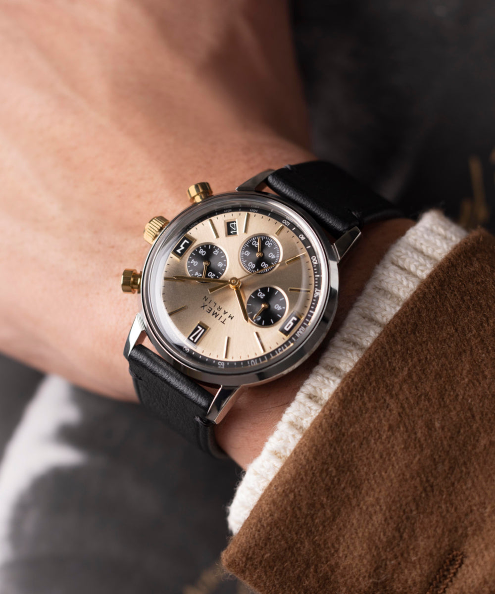 Marlin® Chronograph Tachymeter 40mm Leather Strap Watch - Image 2
