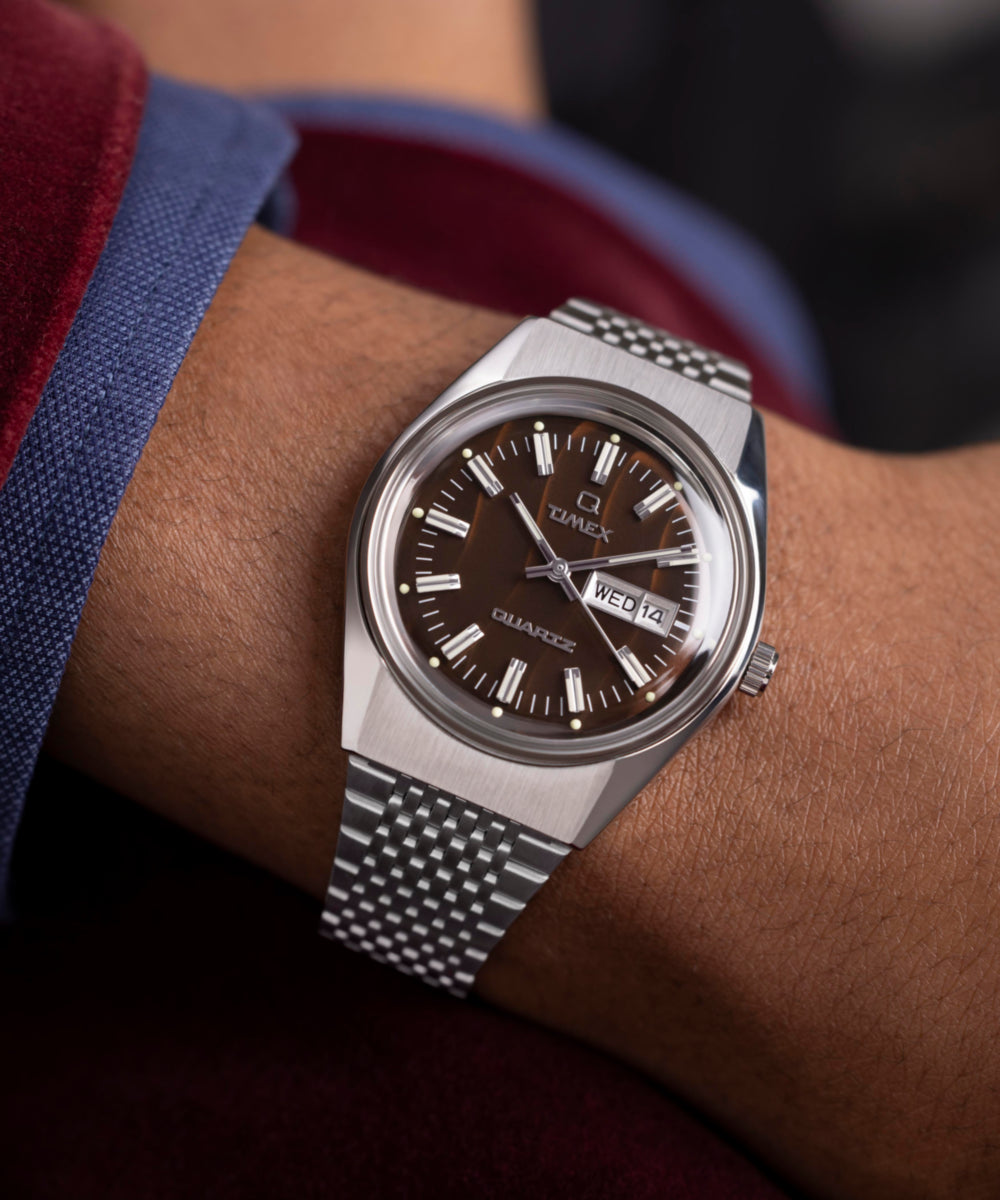 Q Timex® Falcon Eye 38mm Stainless Steel Bracelet Watch - Image 2