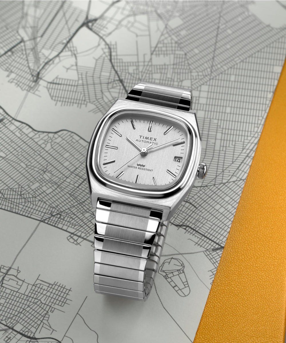 Timex® Automatic 1983 E Line Reissue 34mm Stainless Steel Expansion Band Watch - Image 8