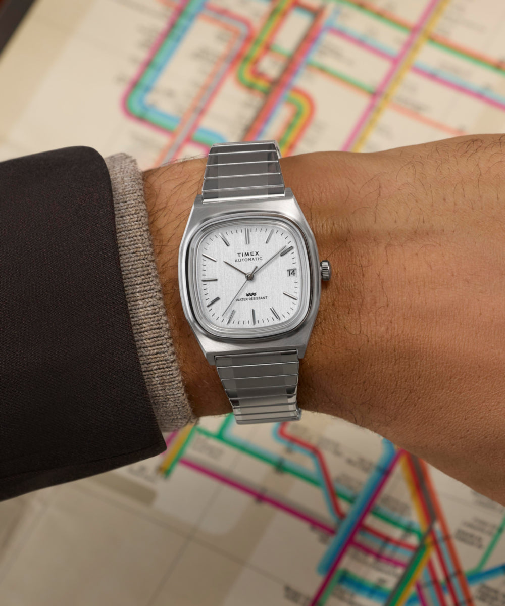 Timex® Automatic 1983 E Line Reissue 34mm Stainless Steel Expansion Band Watch - Image 2
