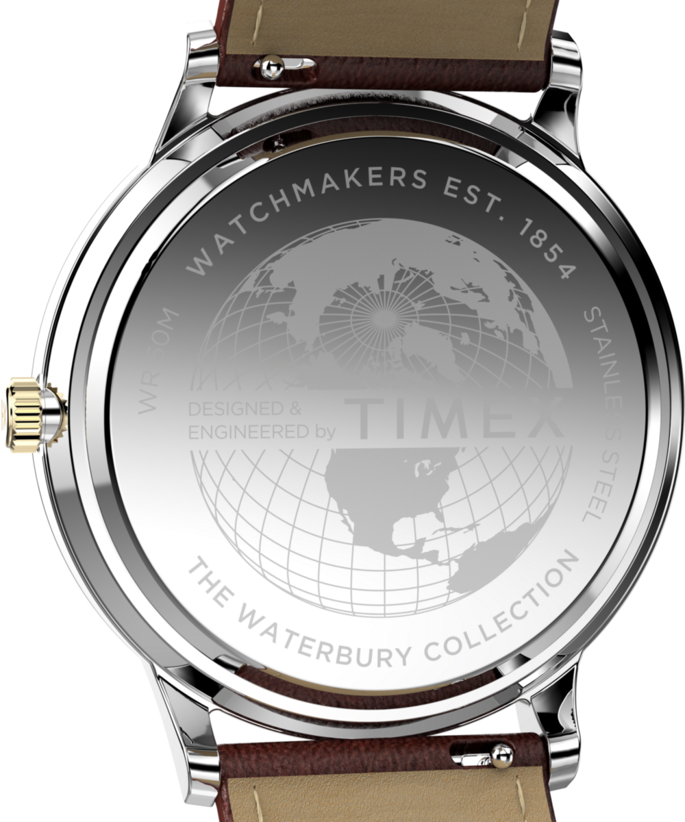 Waterbury Classic Moon Phase 40mm Leather Strap Watch - Image 5