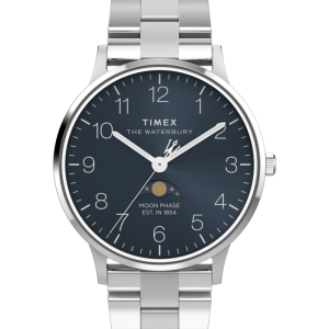 Waterbury Classic Moon Phase 40mm Stainless Steel Bracelet Watch