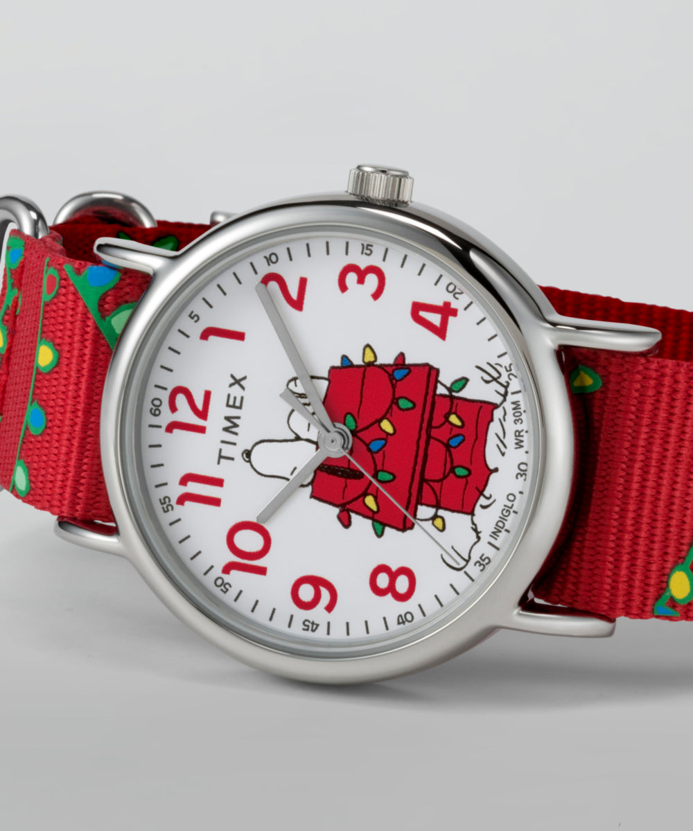 Peanuts® x Timex Weekender Holiday 38mm Fabric Strap Watch - Image 6