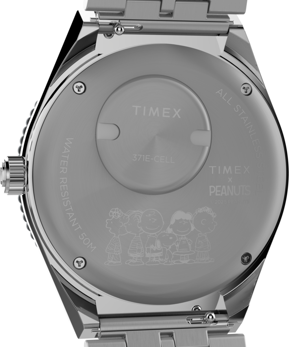 Peanuts® x Q Timex® GMT 38mm Stainless Steel Bracelet Watch - Image 5