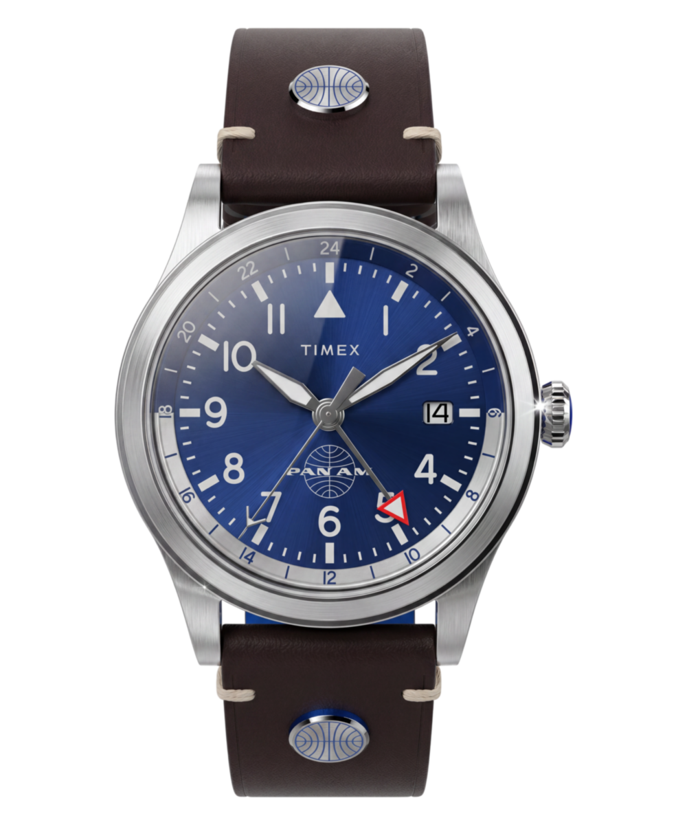 Pan Am® x Timex Waterbury GMT 39mm Leather Strap Watch