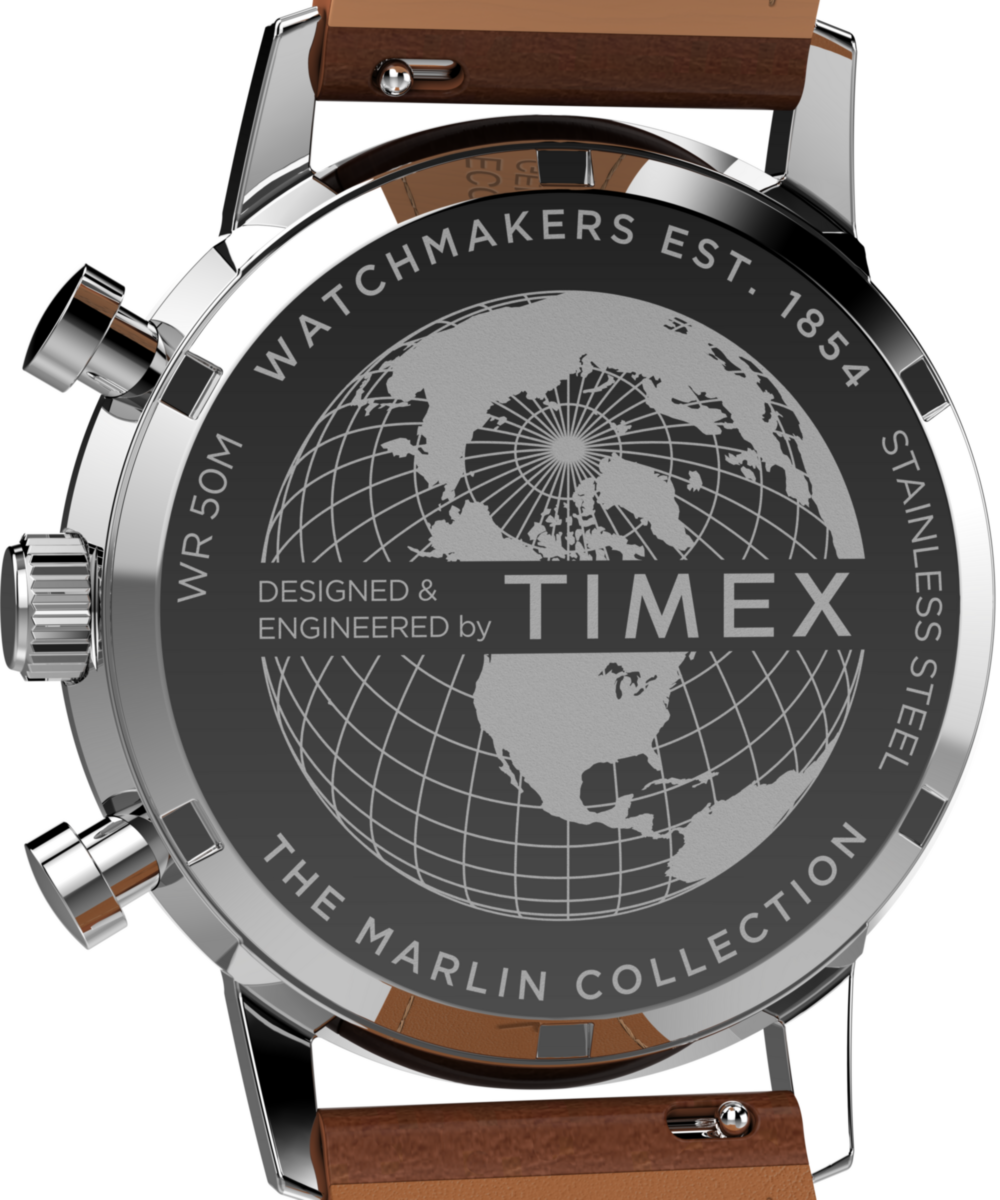 Marlin® Chronograph Tachymeter 40mm Leather Strap Watch - Image 5