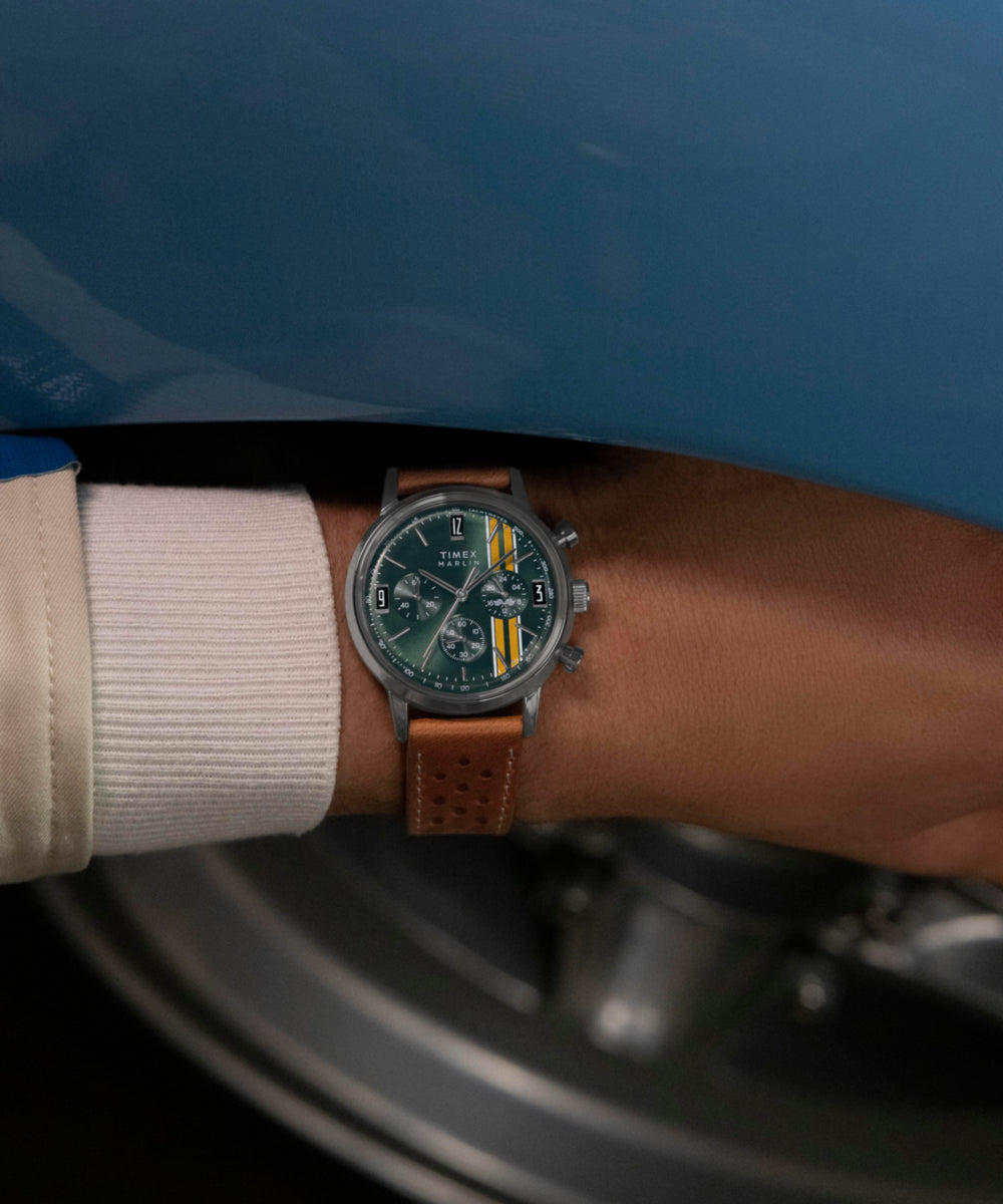 Marlin® Chronograph Tachymeter 40mm Leather Strap Watch - Image 2