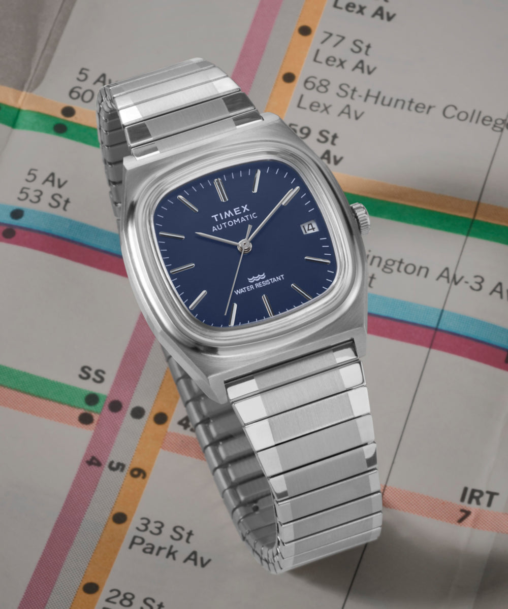 Timex® Automatic 1983 E Line 34mm Stainless Steel Expansion Band Watch - Image 7