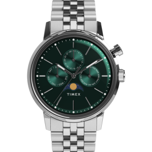 Marlin® Moon Phase Multifunction 40mm Stainless Steel Bracelet Watch