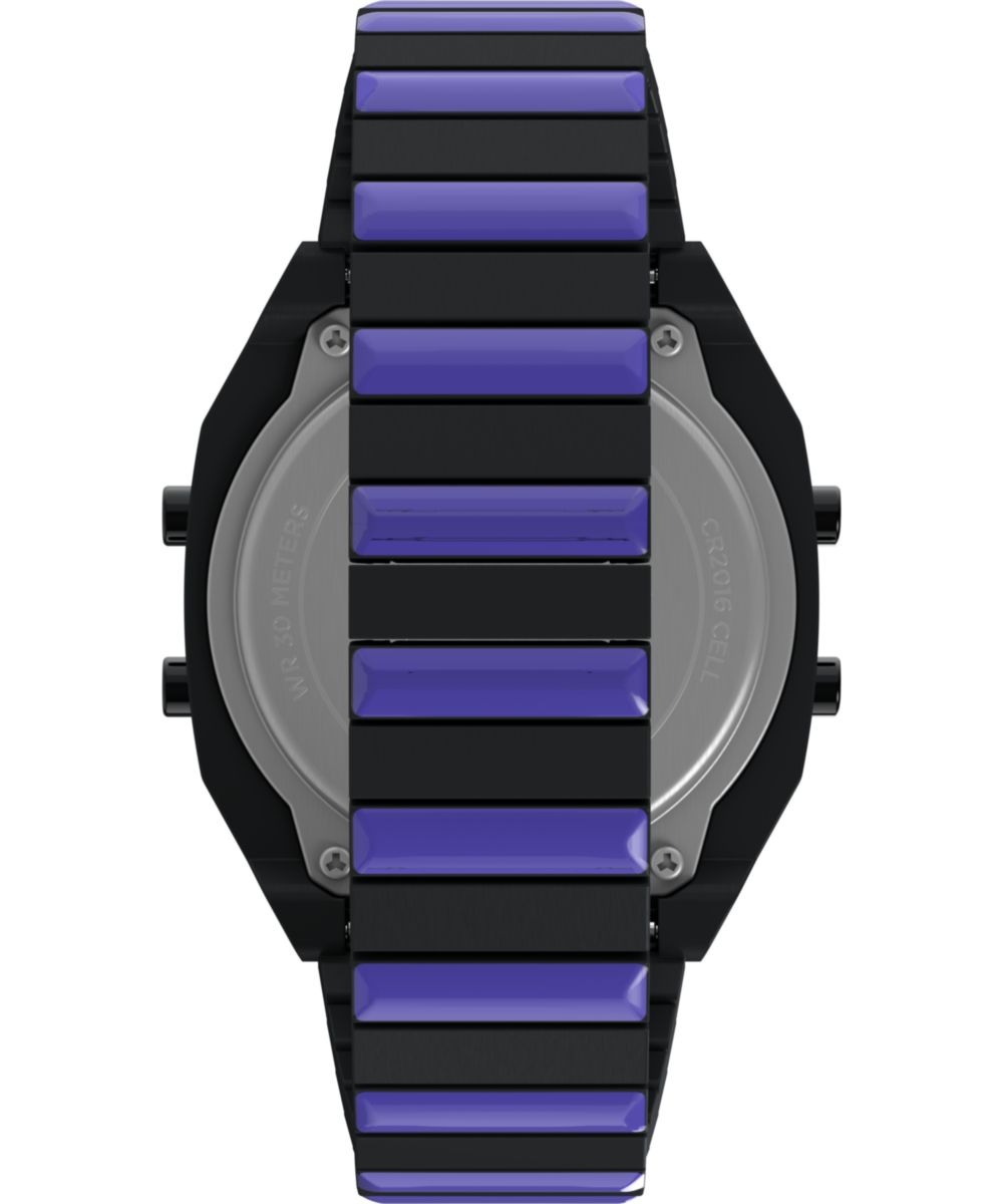 Timex x Wednesday T80 36mm Stainless Steel Black and Purple Expansion Band Watch - Image 3