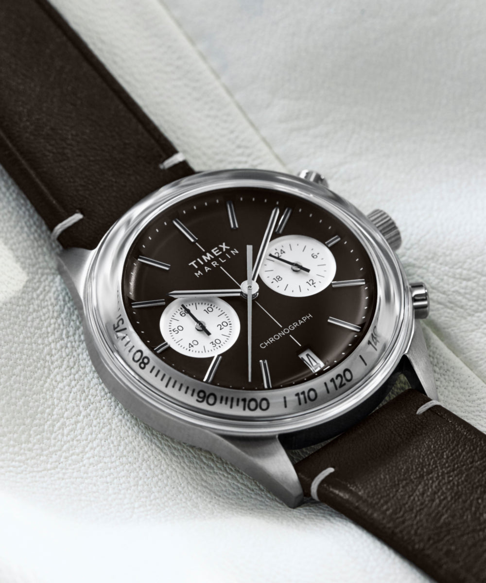 Marlin® Jet Quartz Chronograph 40mm Leather Strap Watch - Image 8