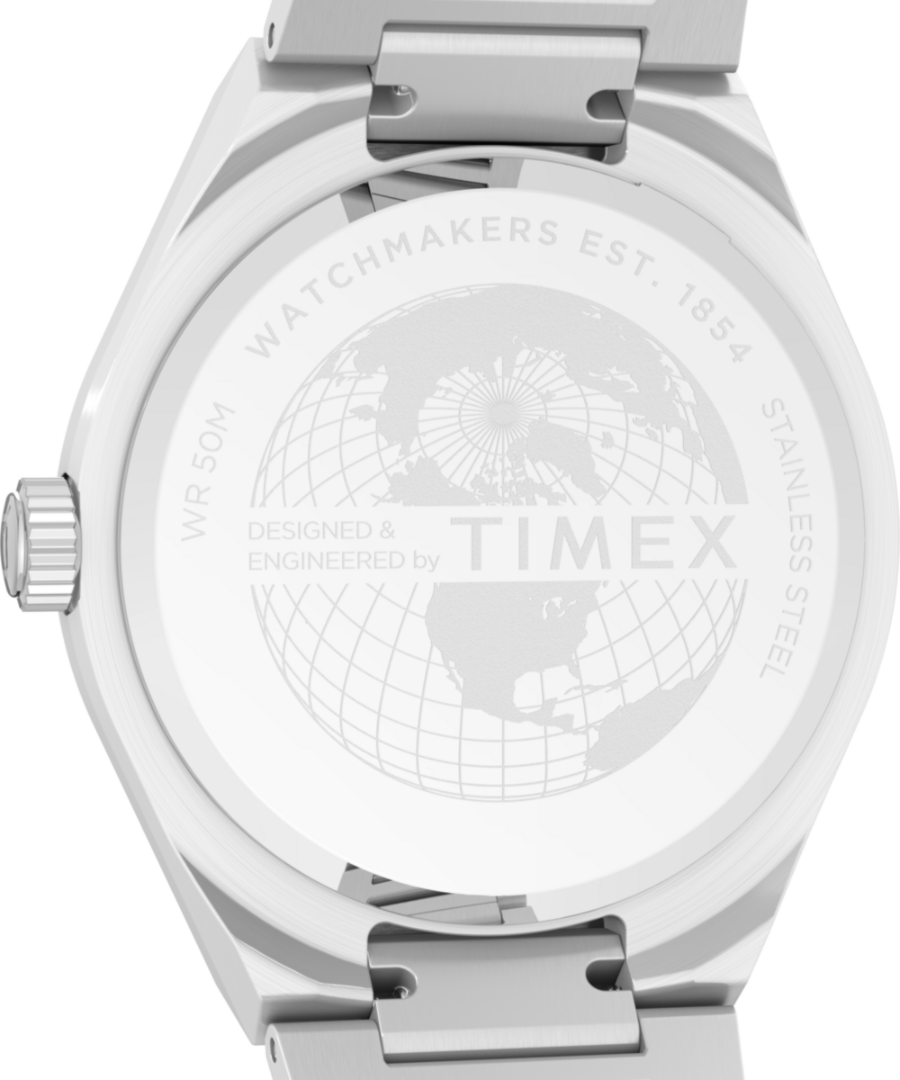 Q Timex® Continental Day and Date 39mm Stainless Steel Bracelet Watch - Image 7