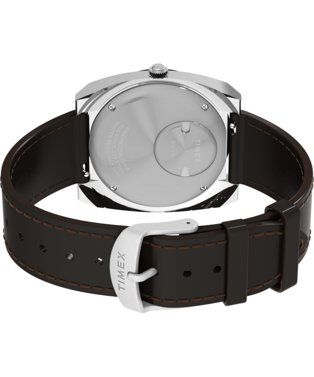 Q Timex® 1972 World Time 39mm Leather Strap Watch - Image 5