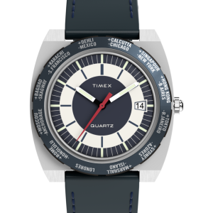 Q Timex® 1972 World Time 39mm Leather Strap Watch