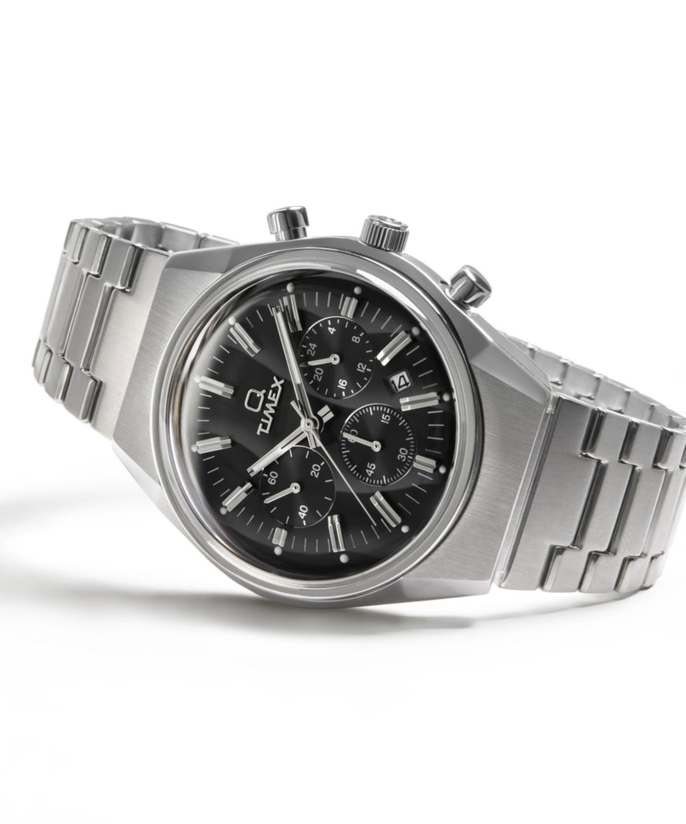 Q Timex® Falcon Eye Chronograph 40mm Stainless Steel Bracelet Watch - Image 6