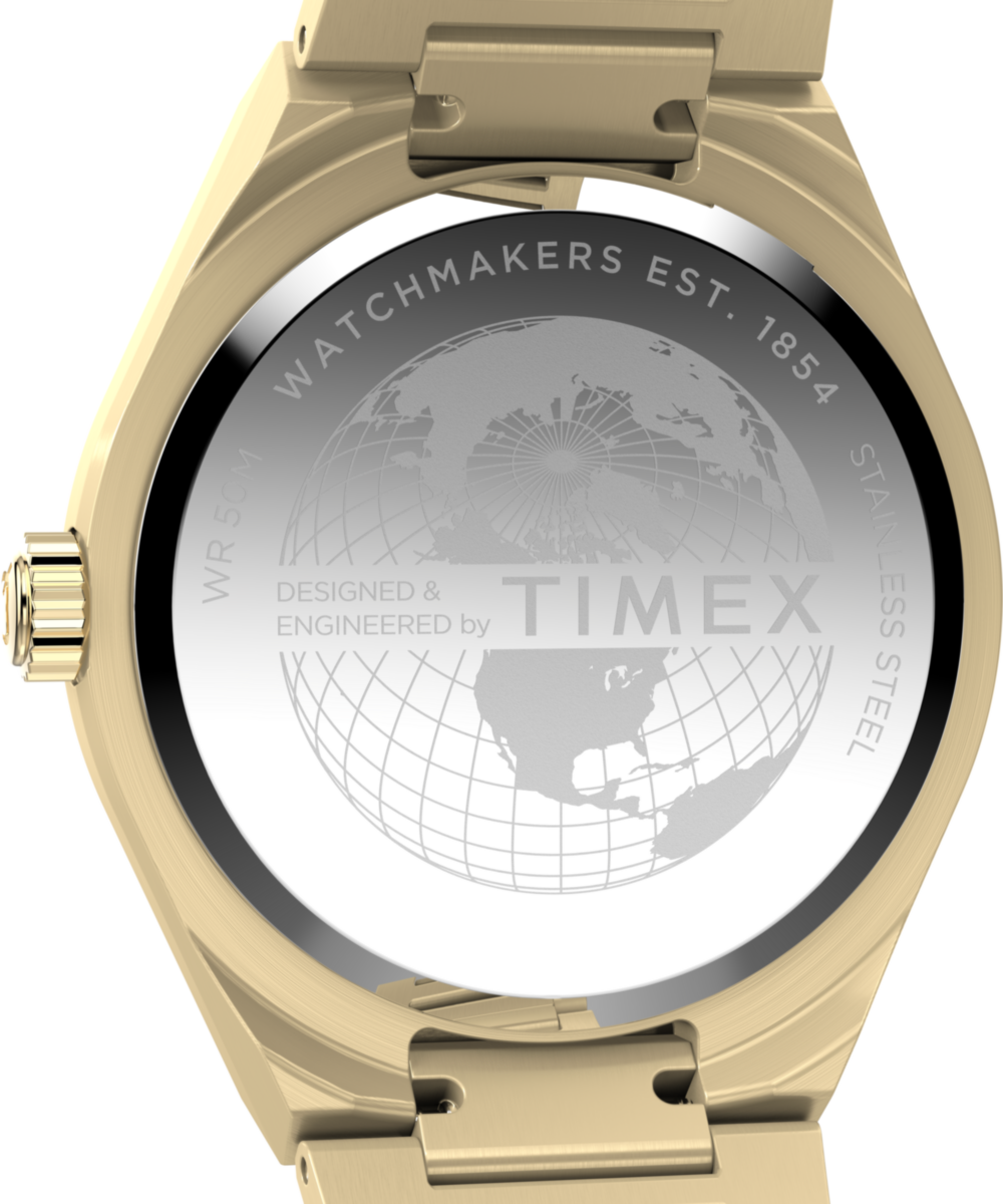 Q Timex® Continental Day and Date 39mm Stainless Steel Bracelet Watch - Image 5