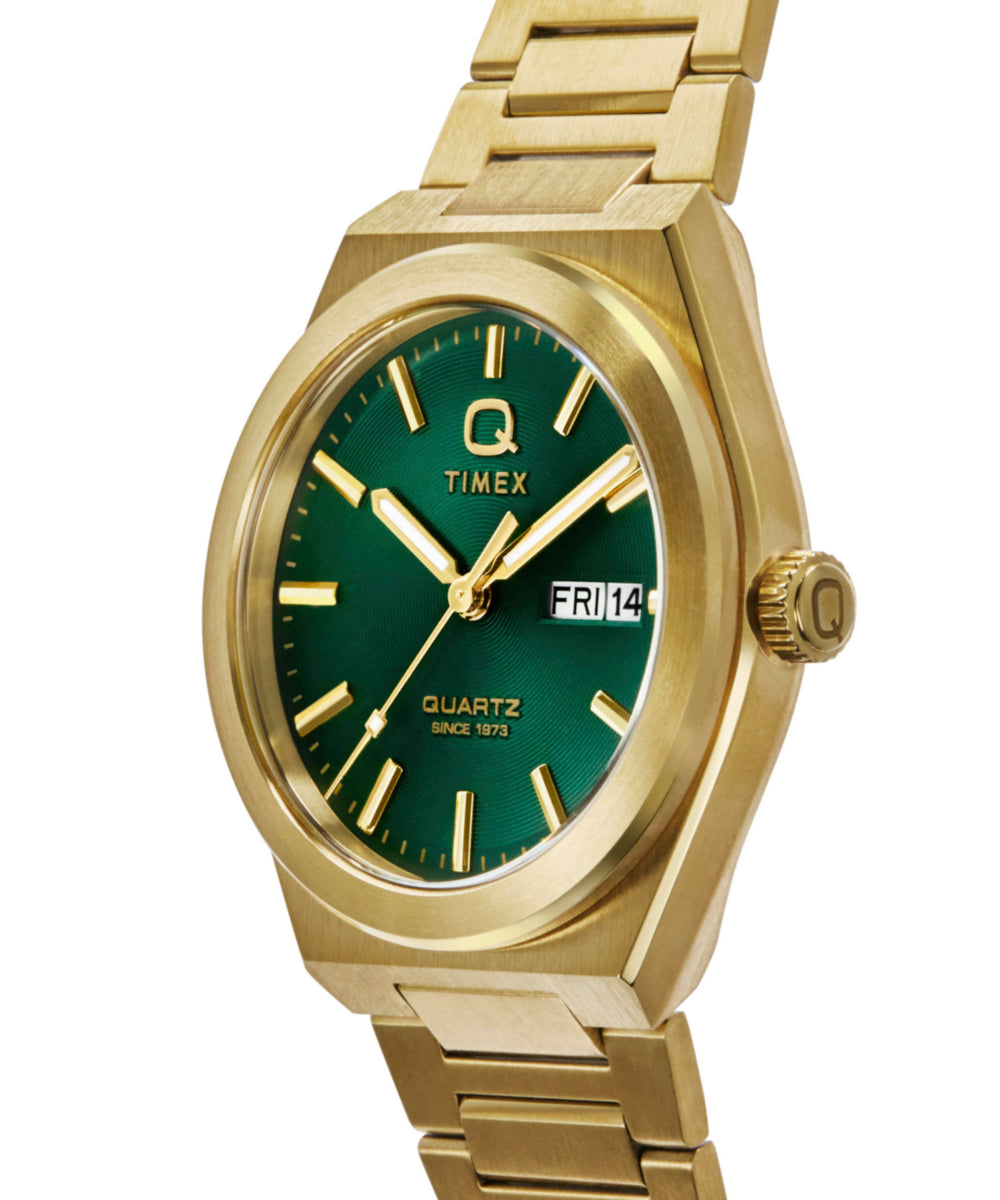 Q Timex® Continental Day and Date 39mm Stainless Steel Bracelet Watch - Image 7