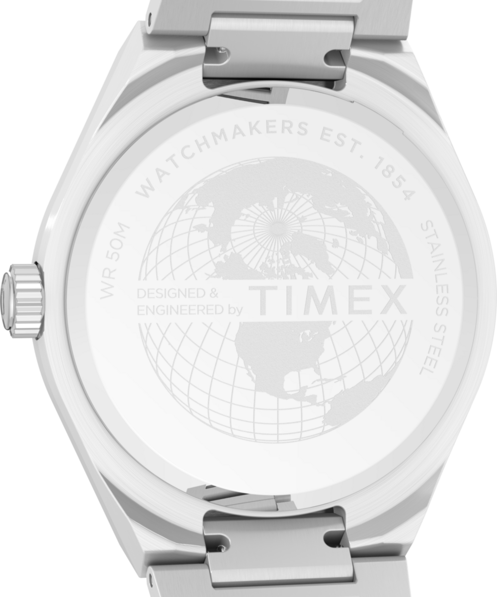 Q Timex® Continental Day and Date 39mm Stainless Steel Bracelet Watch - Image 5