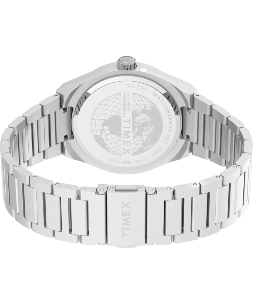 Q Timex® Continental Day and Date 39mm Stainless Steel Bracelet Watch - Image 6