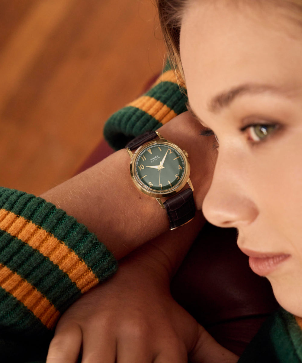 Marlin® Quartz 34mm Leather Strap Watch - Image 2