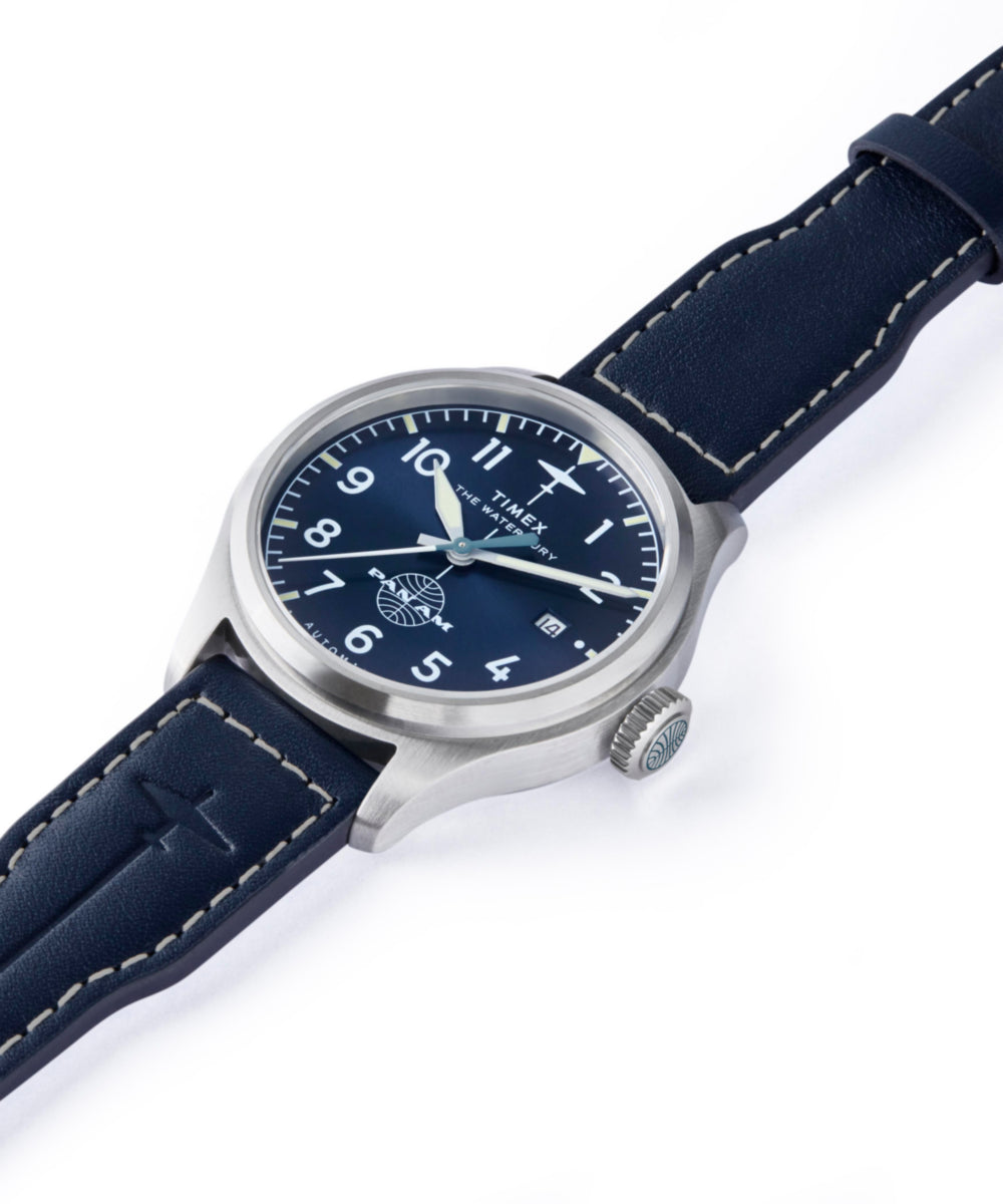 Pan Am® x Timex Waterbury Automatic Ace 41mm Leather Strap Watch - Image 8