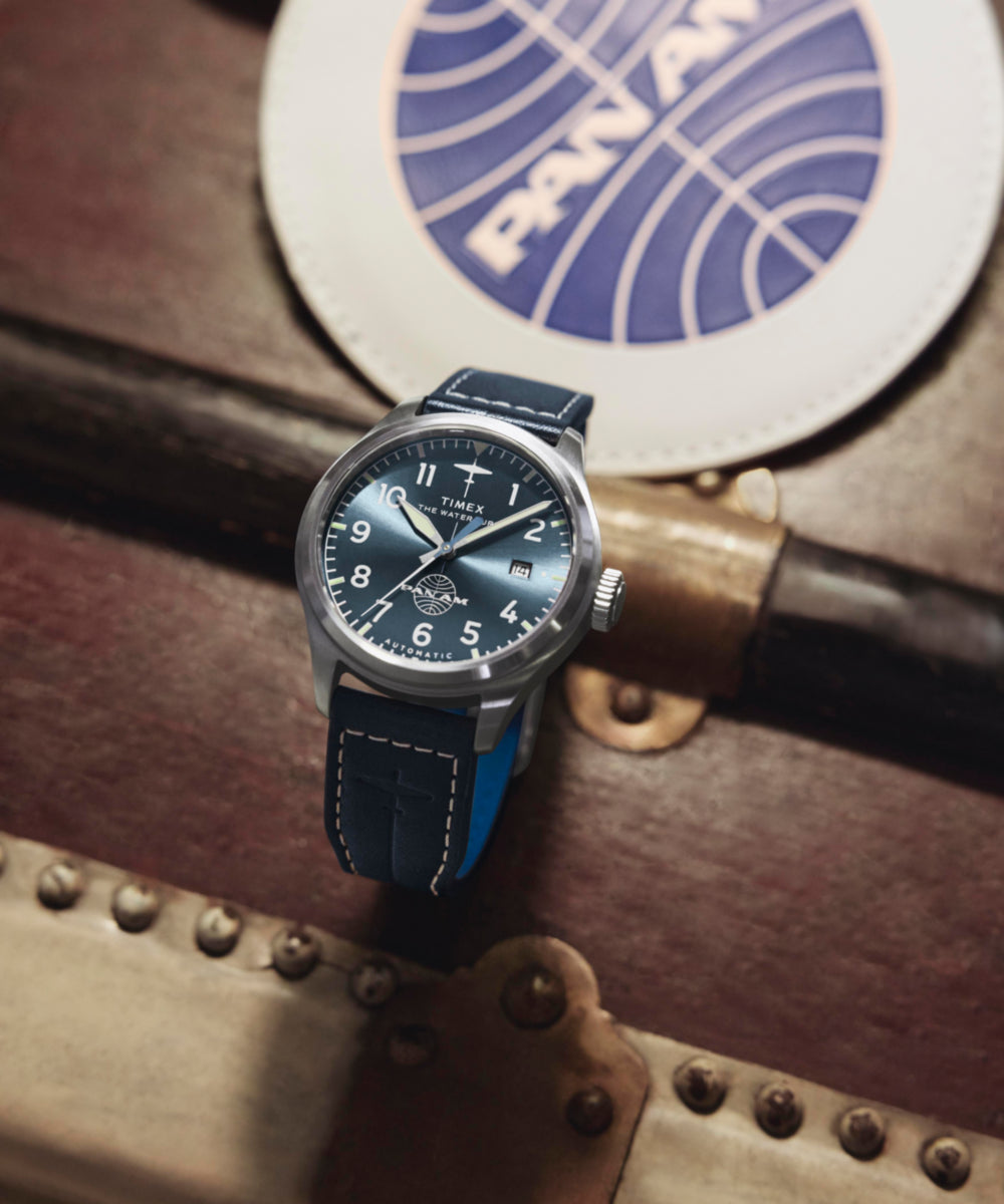 Pan Am® x Timex Waterbury Automatic Ace 41mm Leather Strap Watch - Image 10