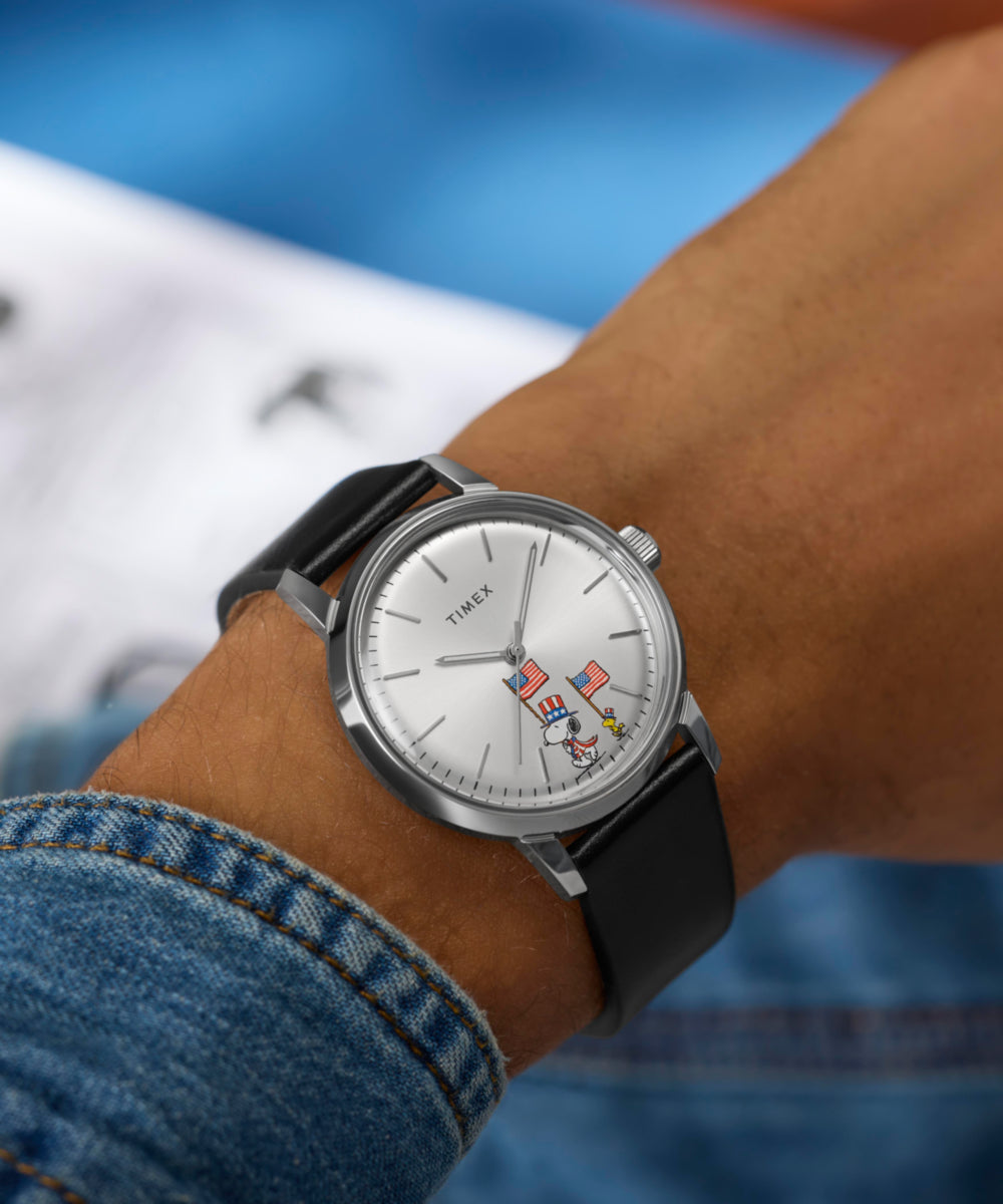 Peanuts® x Timex Marlin® Automatic Americana 40mm Leather Strap Watch - Image 2