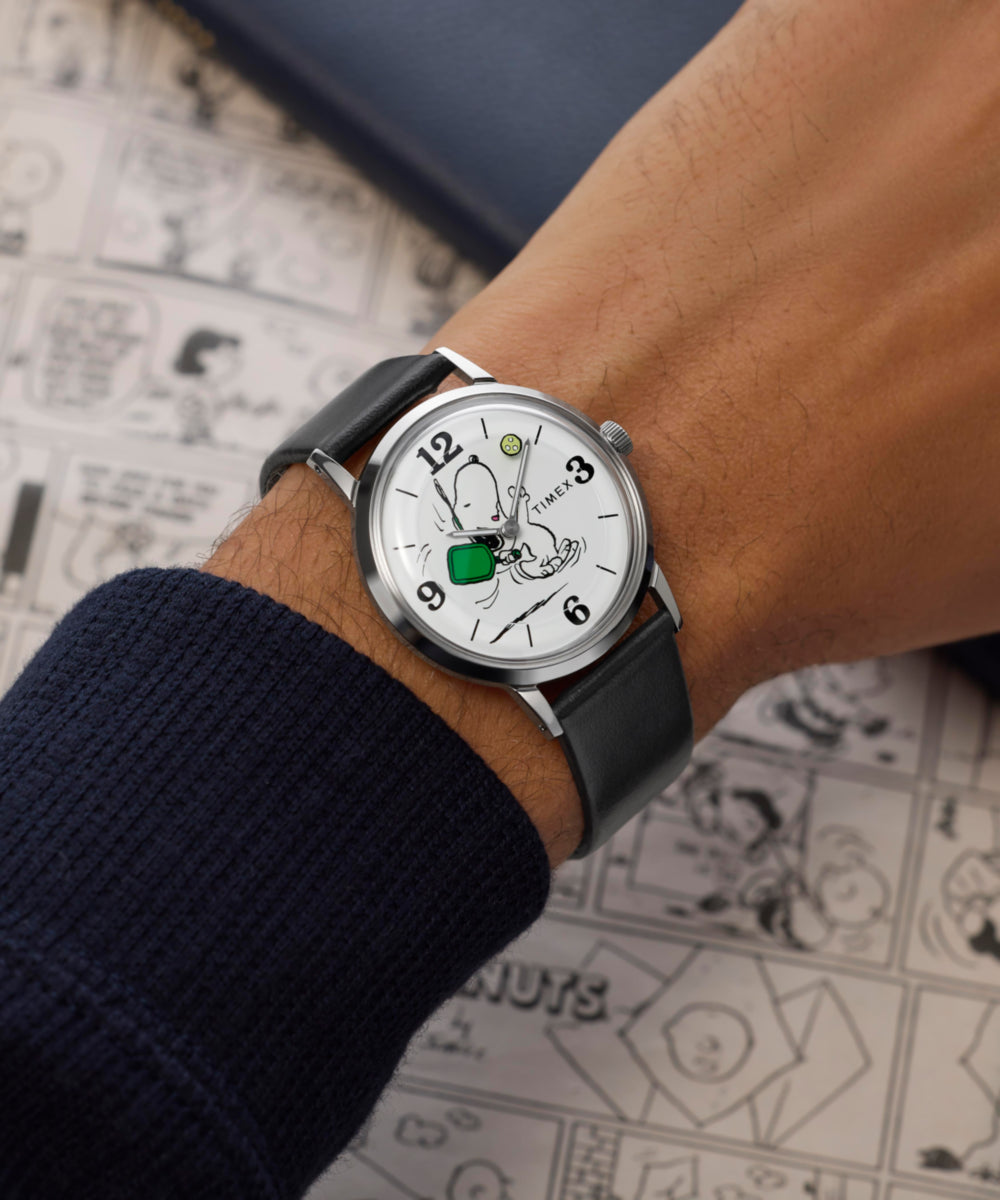 Peanuts® x Timex Marlin® Pickleball 38mm Leather Strap Watch - Image 2