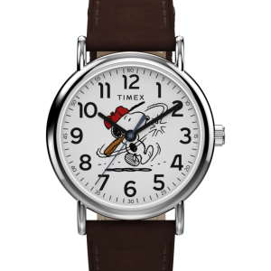 Peanuts® x Timex Weekender Baseball 38mm Leather Strap Watch