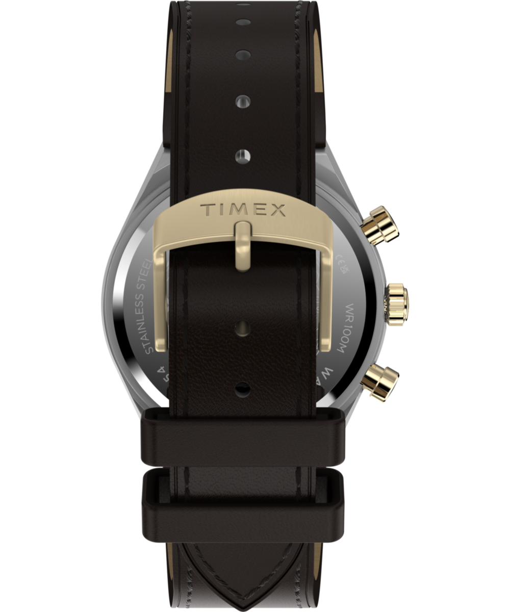 Q Timex Continental Chronograph 40mm Leather Strap Watch - Image 3