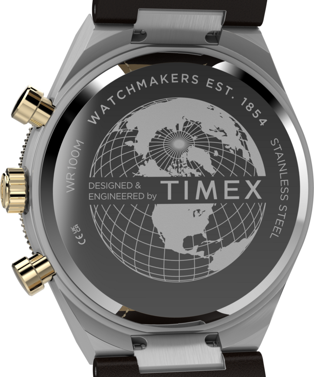 Q Timex Continental Chronograph 40mm Leather Strap Watch - Image 4