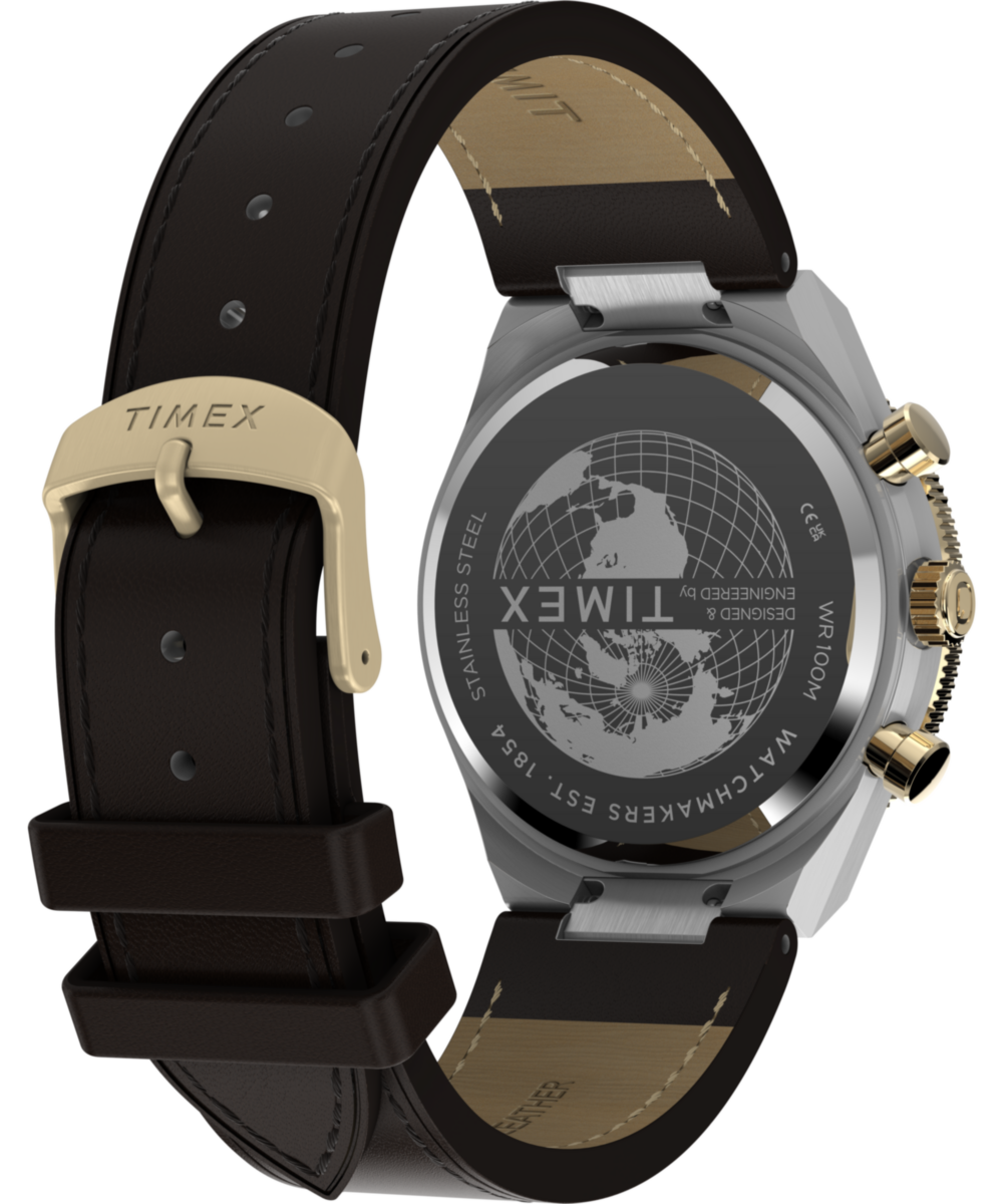 Q Timex Continental Chronograph 40mm Leather Strap Watch - Image 5