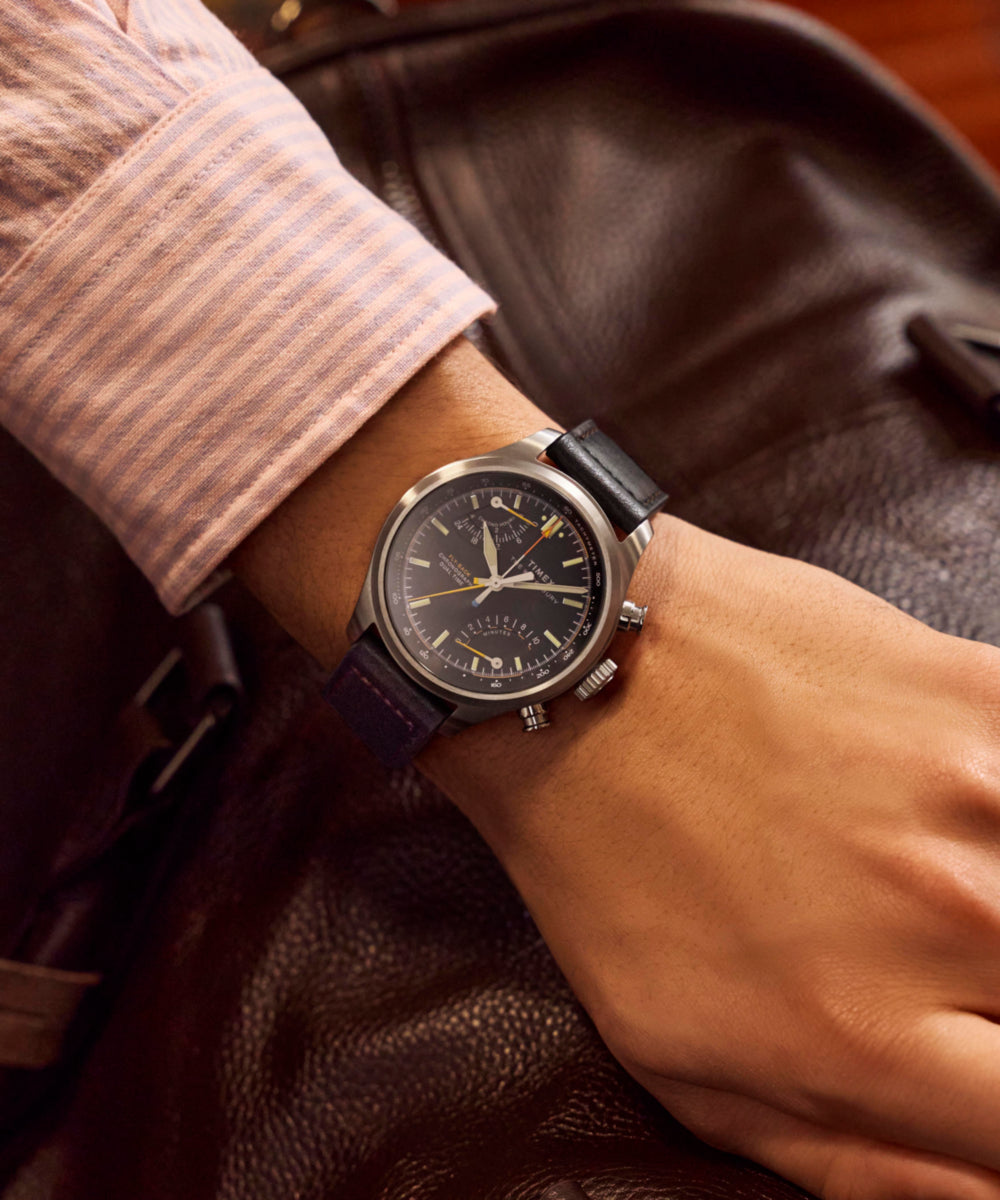 Waterbury Ace Fly-Back Chronograph 43mm Leather Strap Watch - Image 2