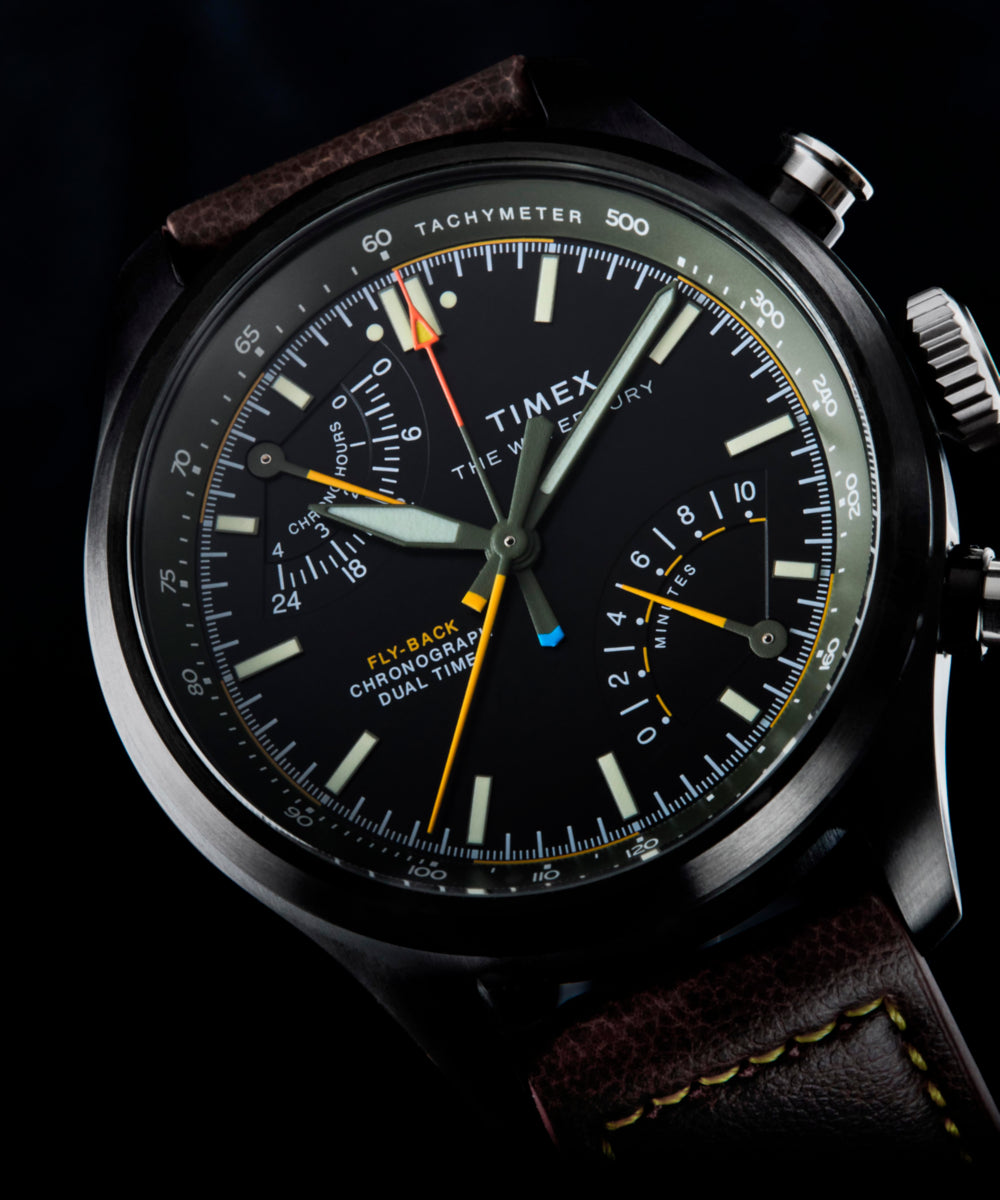 Waterbury Ace Fly-Back Chronograph 43mm Leather Strap Watch - Image 7