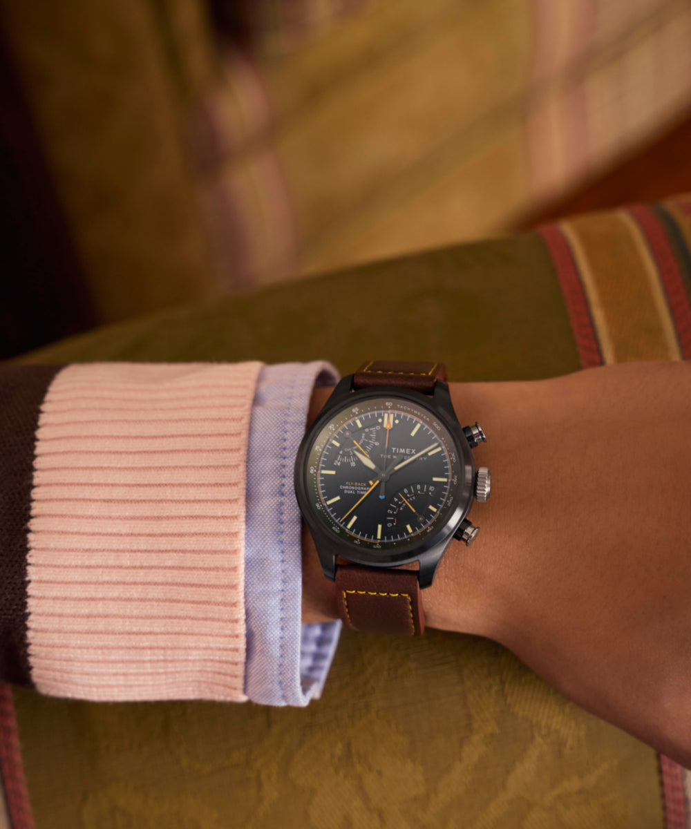 Waterbury Ace Fly-Back Chronograph 43mm Leather Strap Watch - Image 2