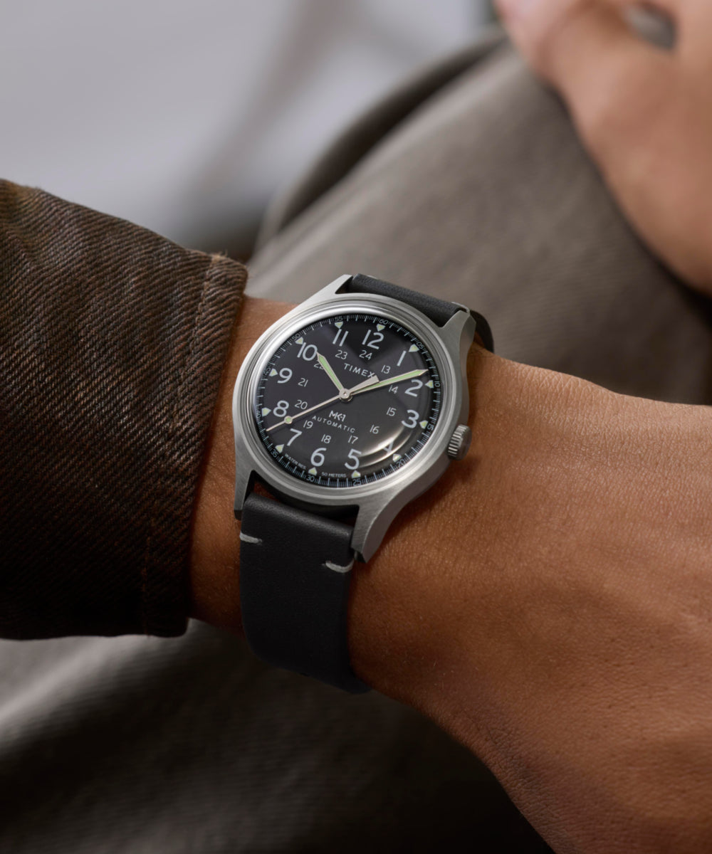 Timex MK1 Automatic 40mm Leather Strap Watch - Image 2